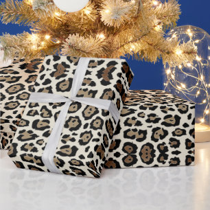 Stilfull leopardtryck brun antiksvit chic presentpapper