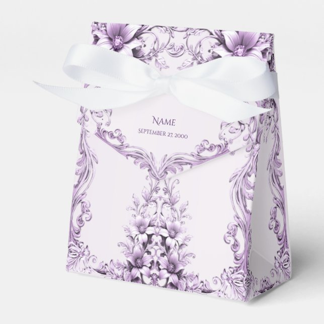 Stilfull lila blommor förmånslåda presentaskar (Framsidan Sidan)