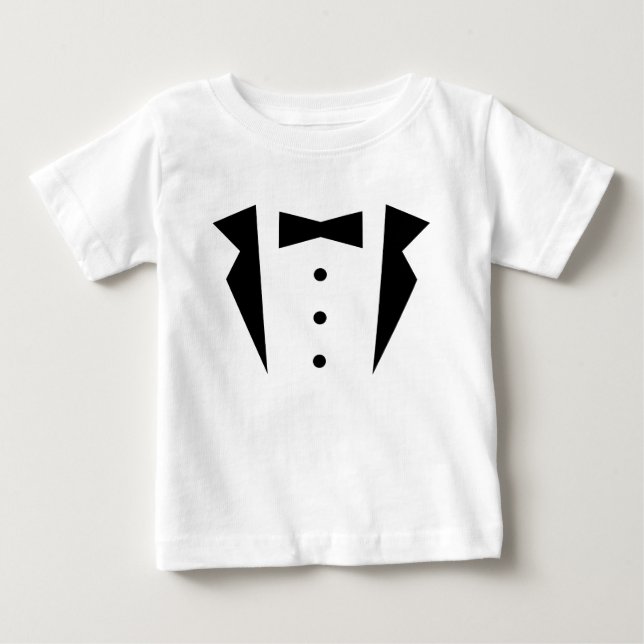 Stilfull liten herr smoking med svart fluga tee shirt (Framsida)