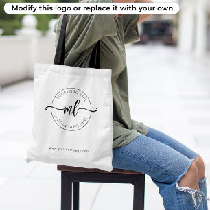 Stilfull logotyp monogram initialer vit tygkasse
