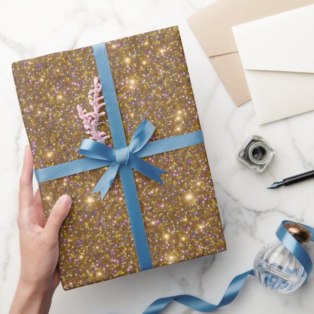 Stilfull Lyx Glam Guld Sand Gnistrande Glitter Presentpapper (Gifting)