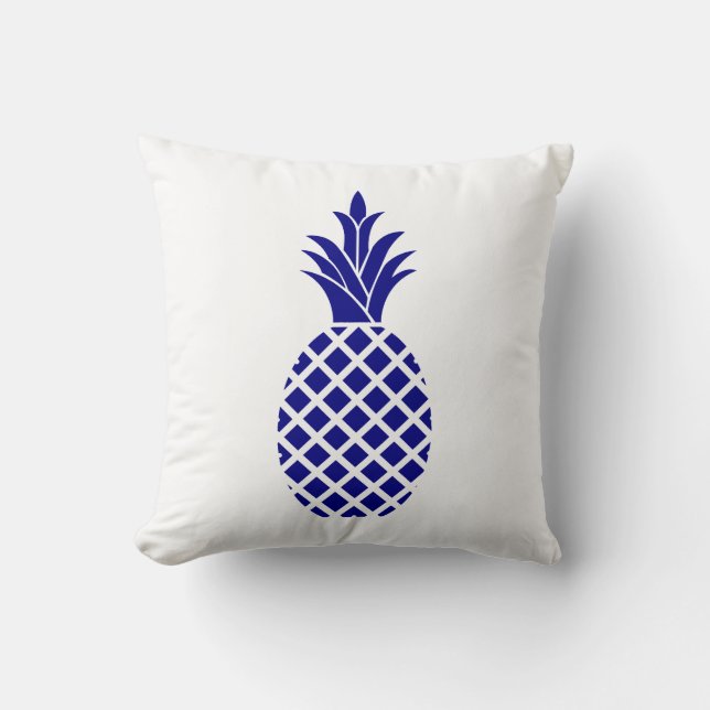 Stilfull marinblå ananas kudde (Framsida)