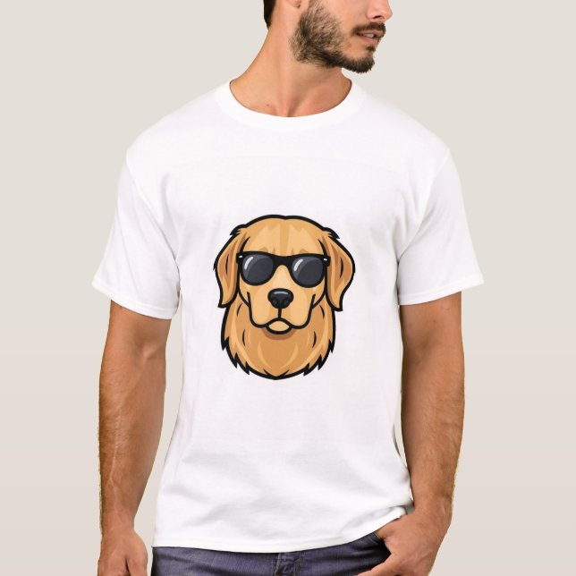 Stilfull maskot för Golden Retriever-solglasögon - T Shirt (Framsida)
