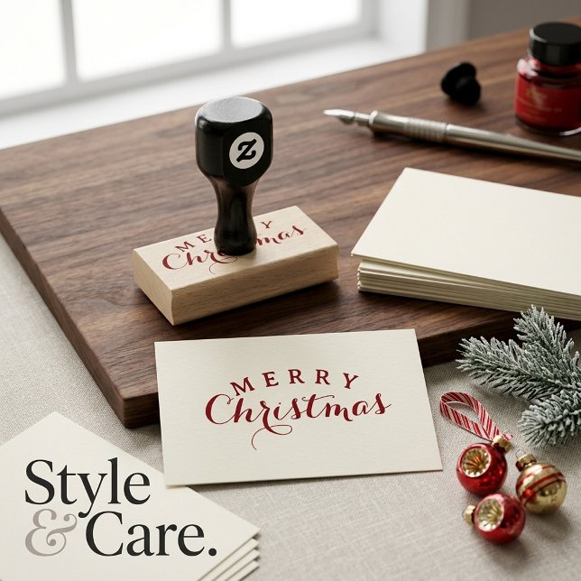 Stilfull Merry Christmas Text Gummistämpel Design Stämpel (Stylish Merry Christmas Text Rubber Stamp Design)