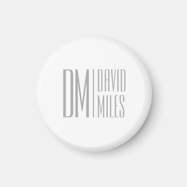 Stilfull minimal & modern grå initialer & namnlogo magnet (Framsidan)