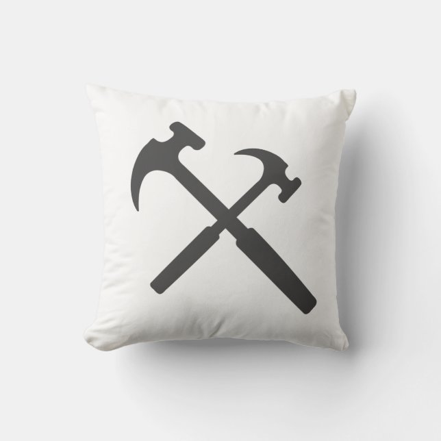 Stilfull minimalism Vit Svart Grå Hammare Kudd Kudde (Framsida)