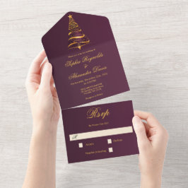 Stilfull minimalistisk gyllene julgran bröllop