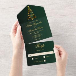 Stilfull minimalistisk gyllene julgran bröllop