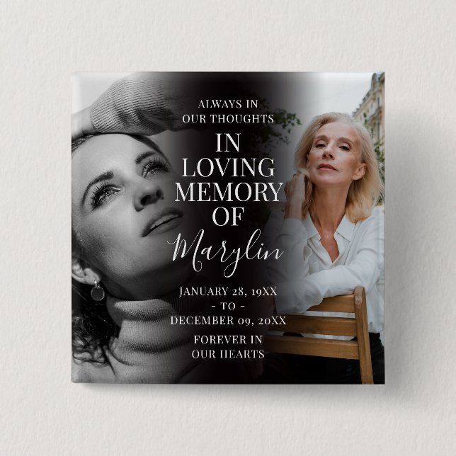 Stilfull minnestecken för begravning före och efte knapp (Framsida)