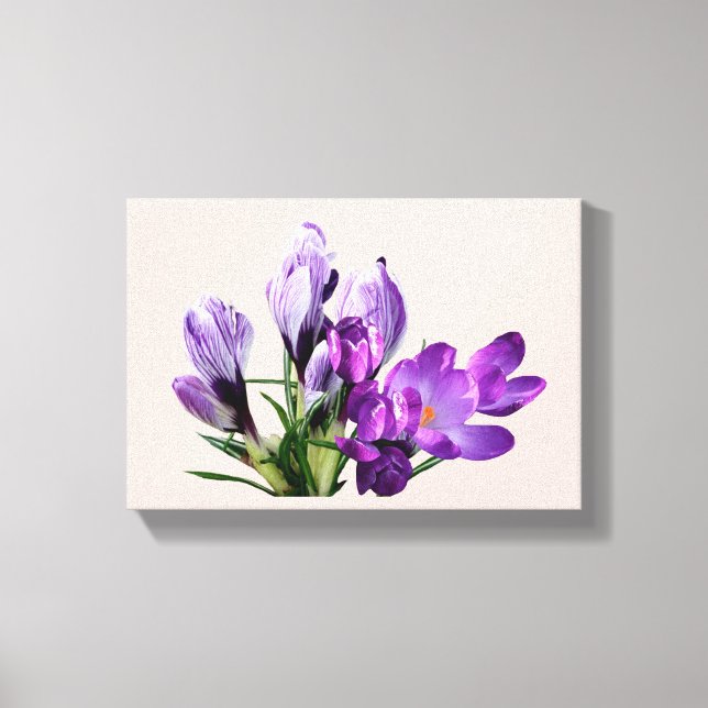 Stilfull modern boho lila krokus blommor glam  canvastryck (Framsida)