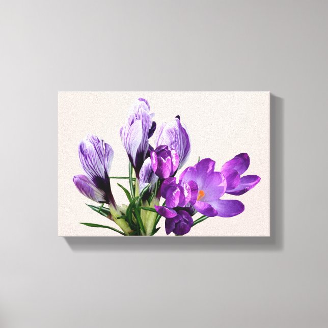 Stilfull modern boho lila krokus blommor glam  canvastryck (Framsida)
