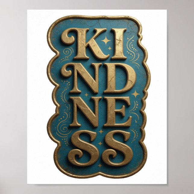 Stilfull modern design med guld KÄRLEK Poster (Framsidan)
