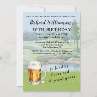 Stilfull modern golf humoristisk 50-årsfest