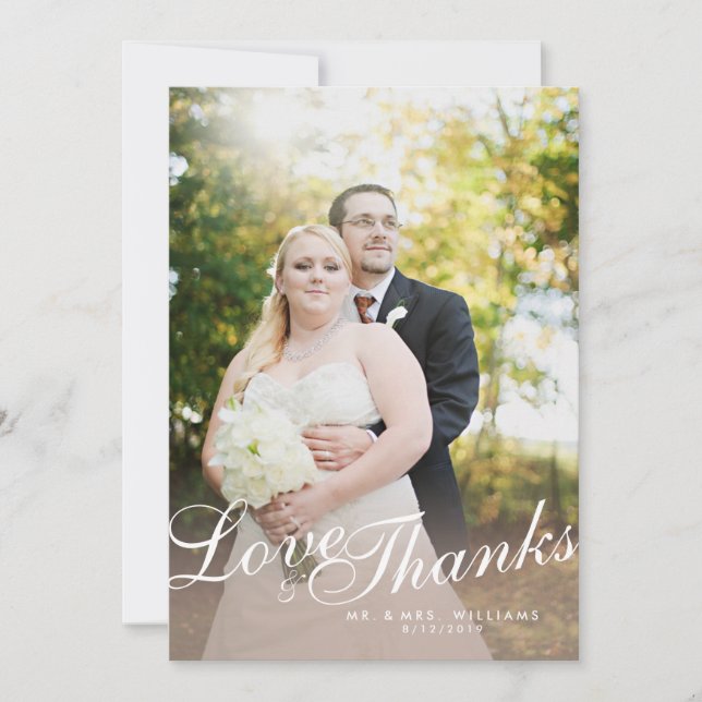 Stilfull modern skriptbelyst platt kort för tack a (Framsida)