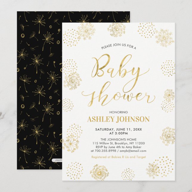 Stilfull modern typsnittsdesign för baby shower-in inbjudningar (Fram/baksida)