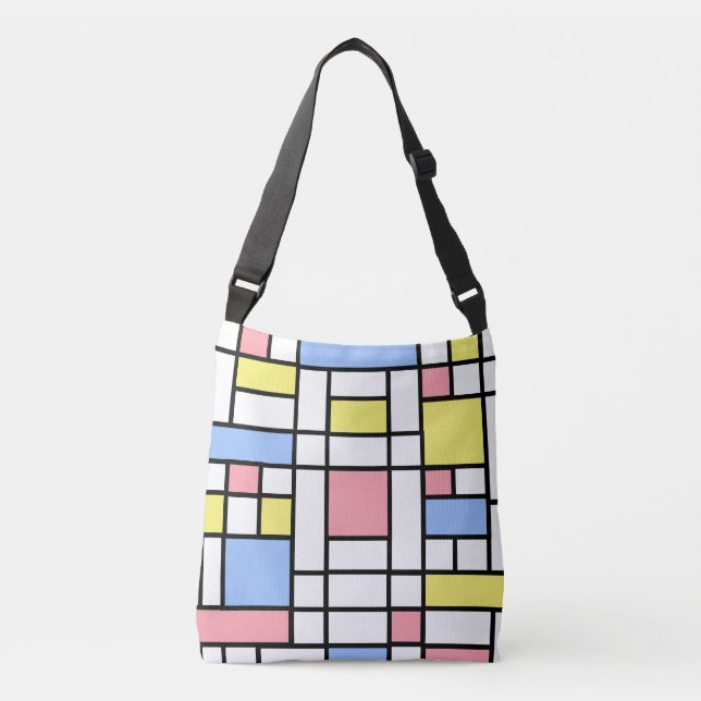 Stilfull Mondrian Abstrakt Konst med Pastellfärger Axelväska (Framsida)