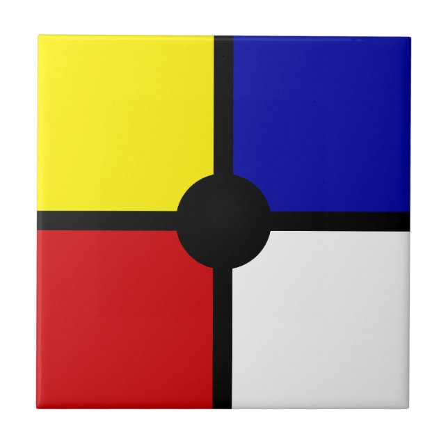 Stilfull Mondrian-inspirerad konst och grundläggan Kakelplatta (Framsidan)