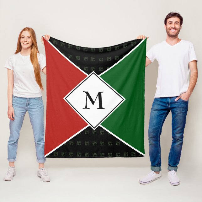 Stilfull MONOGRAM Geometrisk | Panafrikanska färge Fleecefilt (På plats)