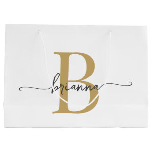 Stilfull monogram initial skrift modern vitguld