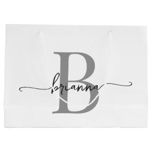 Stilfull monogram initial skript Modern vit grå