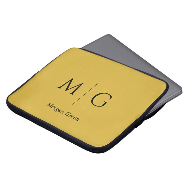 Stilfull monogram med namn design M guld Laptop Fodral (Framsida topp)