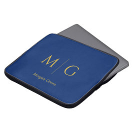 Stilfull monogram med namn design marinblå laptop fodral