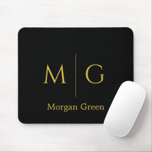 Stilfull monogram med namn design svart musmatta