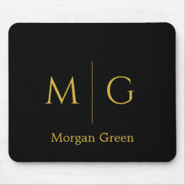 Stilfull monogram med namn design svart musmatta