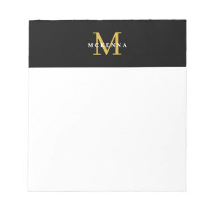 Stilfull monogram svart guld professionell modern anteckningsblock