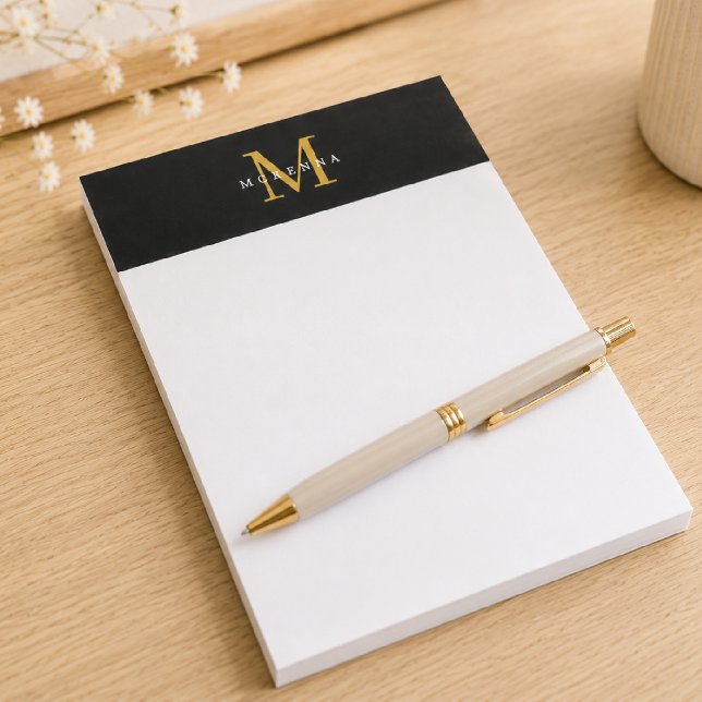 Stilfull monogram svart guld professionell modern anteckningsblock (Skapare uppladdad)