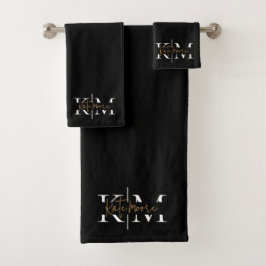 Stilfull monogram svart guld skript elegant