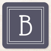 Stilfull monogrammerad marinblå och vit initial