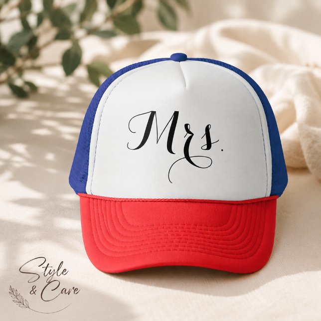 Stilfull Mrs. Text Hat – Bröllopstruckerhatt Prese Keps (Stylish Mrs. Text Hat – Bridal Trucker Cap Gift)