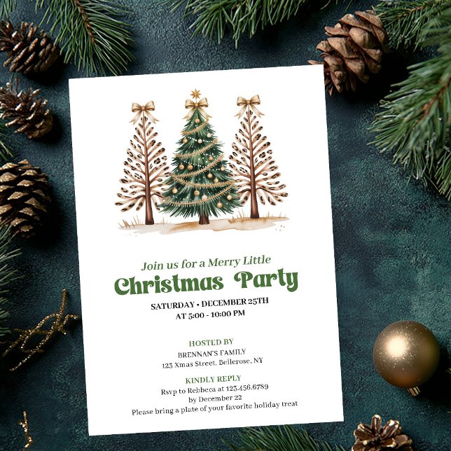 Stilfull neutral leopard julgran inbjudan (Stylish neutral leopard Christmas tree invitation)