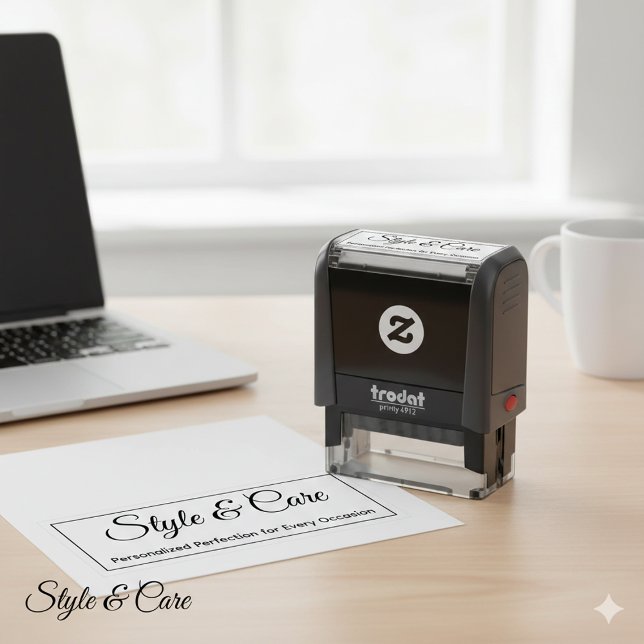 Stilfull och Anpassningsbar Markera Ditt Varumärke Självfärgande Stämpel (Stylish and Customizable Mark Your Brand Self-inking Stamp)
