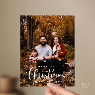 Stilfull och rustik, Glad jul familjefoto Vykort