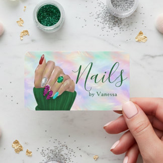 Stilfull Opal Iridescent Manikyr Nagelkonstnär Visitkort