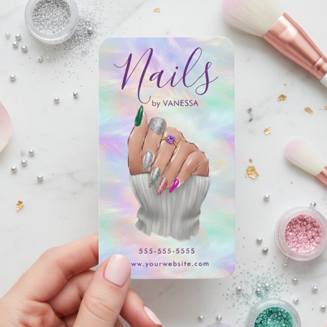 Stilfull Opal Nagelstudio Manikyr Artist Modern Visitkort (Skapare uppladdad)