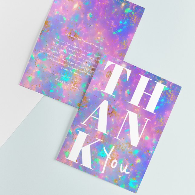 Stilfull Opal Stenen Enkel Minimalistisk Djärv Brö Tack Kort (Front / Back)