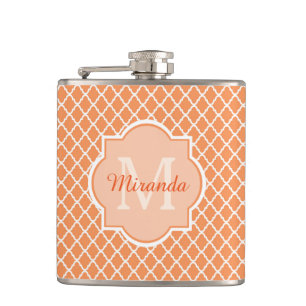 Stilfull orange Quatrefoil Monogram med namn Fickplunta