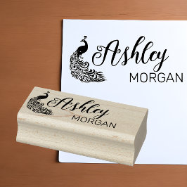 Stilfull Påfågelssilhuett Signatur Namn Stämpel