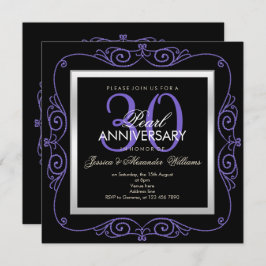 Stilfull pärlramad 30-års bröllopsdag inbjudningar