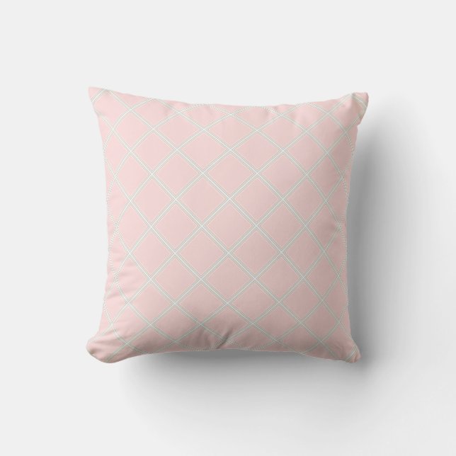 Stilfull Pastell Rosa Orange Grön Vit Geometrisk Kudde (Framsida)