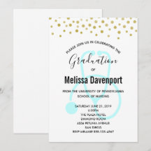 Stilfull pastellblå sjuksköterskeexamen inbjudan