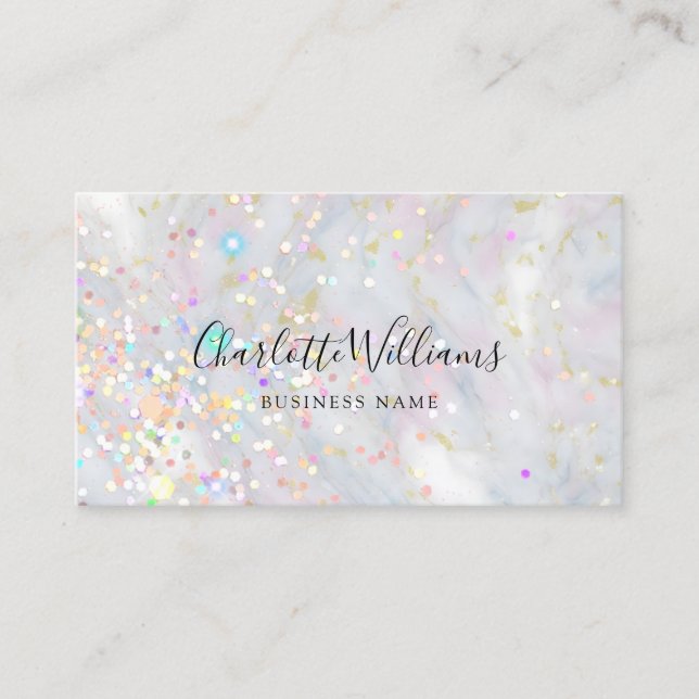Stilfull pastellgrå marmorerad elegant glitter visitkort (Framsida)