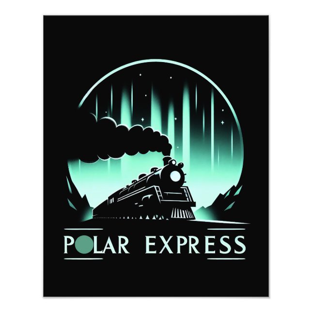 Stilfull Polar Express-tåg Fototryck (Framsidan)