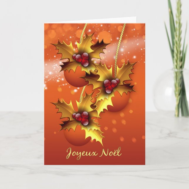 Stilfull prydnad Joyeux Noel för fransk julkort Helgkort (Framsida)