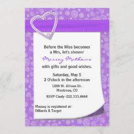 Stilfull purpurfärgad hjärtainbjudningskort för inbjudningar