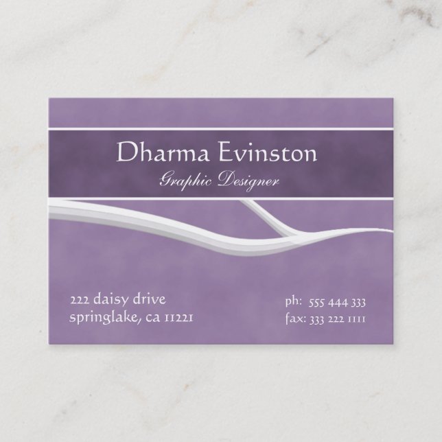 Stilfull purpurfärgad visitkort (Framsida)