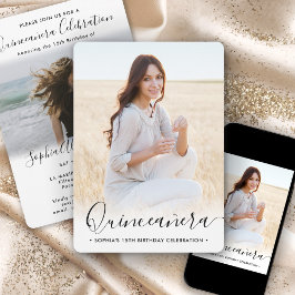 Stilfull Quinceañera-manus 2 Foto 15-årsdag Inbjudningar